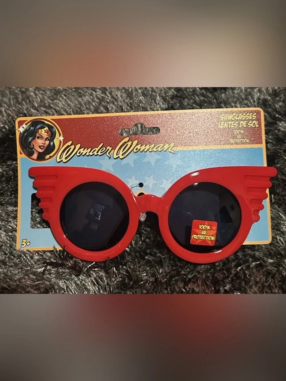 Toddler Wonder Woman Red Round Sunglasses Star Pattern UV Protection